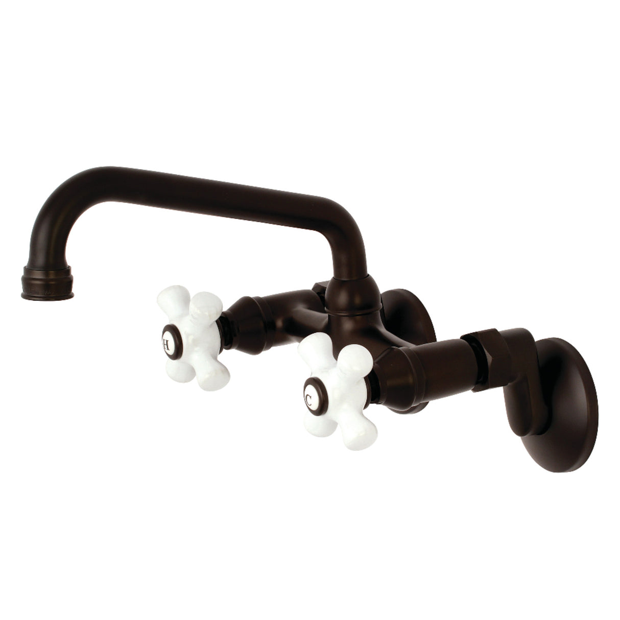 Kingston Brass KS613ORB Kingston Two Handle Wall Mount Kitchen Faucet, Oil Rubbed Bronze