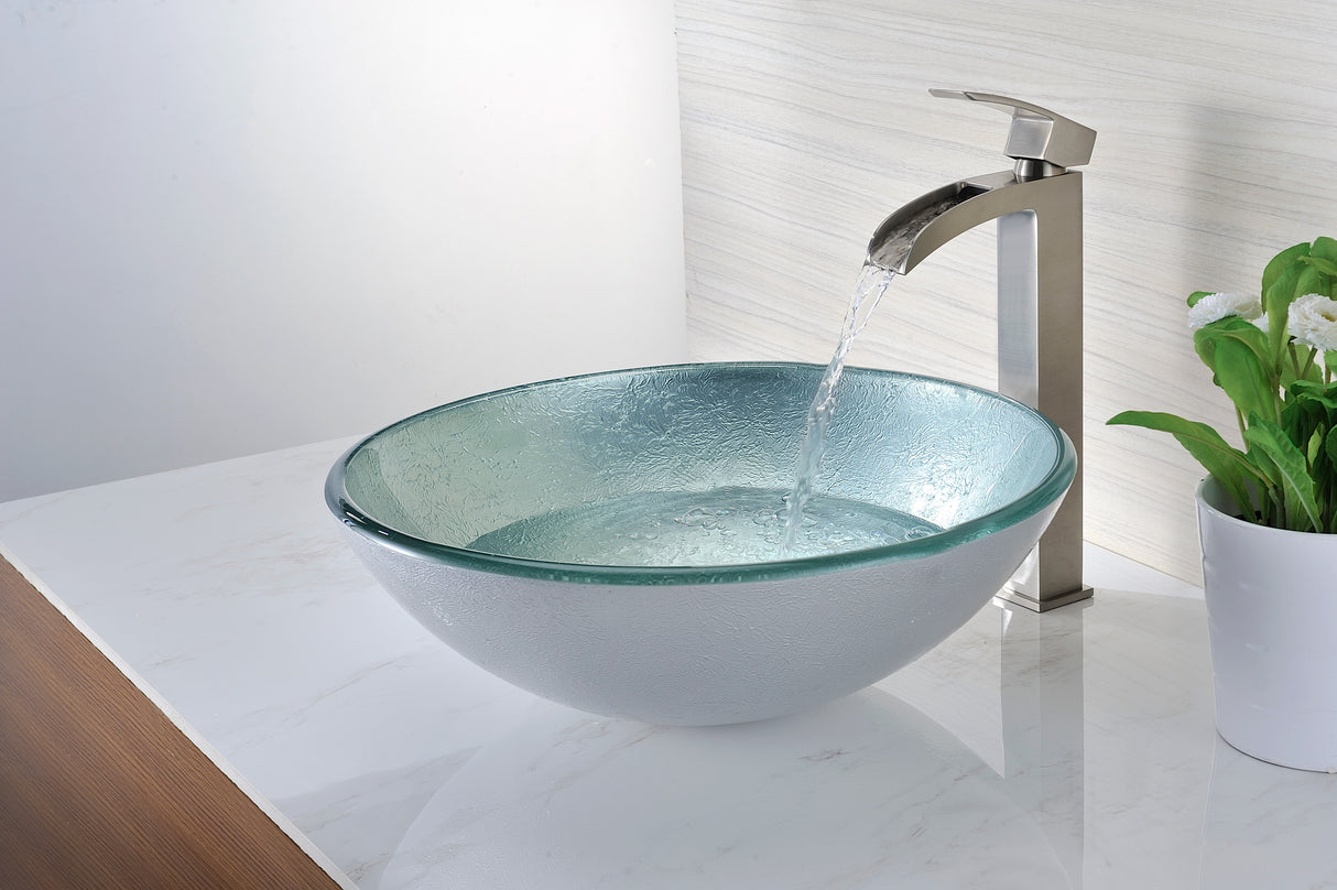 ANZZI LS-AZ055-R Series Deco-Glass Vessel Sink in Churning Silver