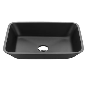 ANZZI LS-AZ911MB Innovio Rectangle Glass Vessel Bathroom Sink with Matte Black Finish Showroom