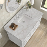 Lorelai 48" Single Vanity, Bright White w/ 3 CM Victorian Silver Silestone Top