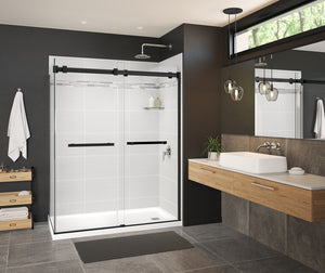 MAAX 136272-900-340-000 Duel 56-58 ½ x 70 ½-74 in. 8mm Bypass Shower Door for Alcove Installation with Clear glass in Matte Black