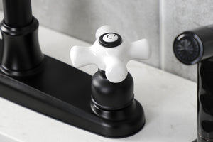 Kingston Brass FB7790PXSP Victorian 8" Centerset Kitchen Faucet with Sprayer, Matte Black