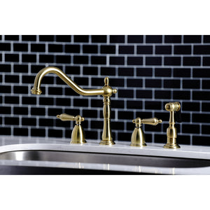 Kingston Brass KB1797ALBS 8-Inch Widespread Kitchen Faucet with Brass Sprayer, Brushed Brass