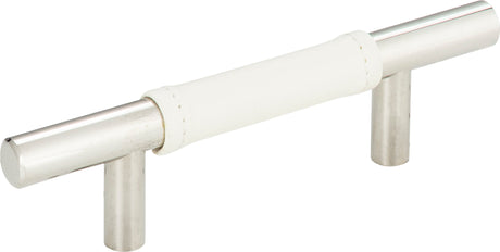 Atlas Homewares Zanzibar White Leather Pull 3 Inch (c-c) Polished Chrome