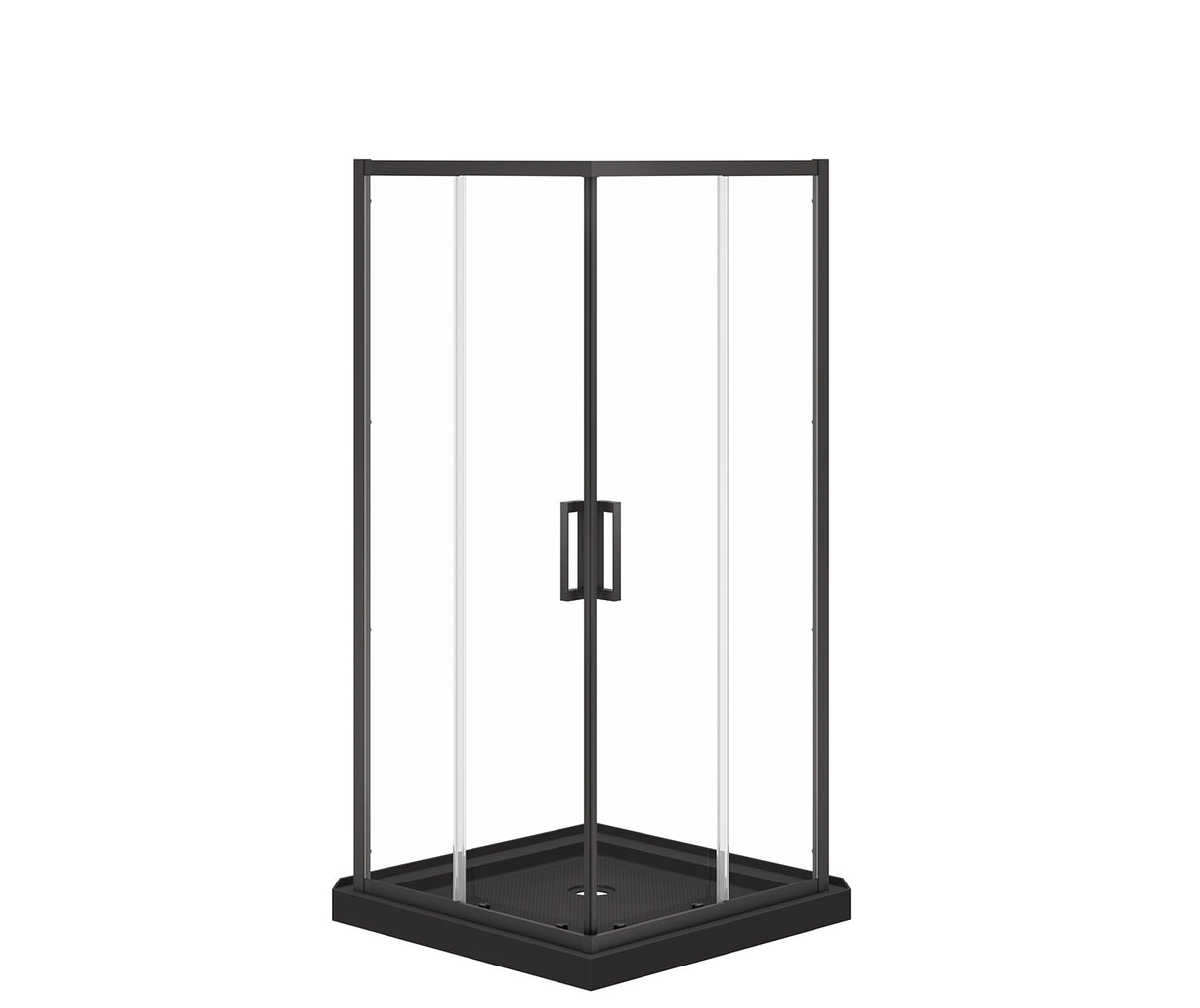 MAAX 107482-900-340-000 Scarlet 36 x 36 Acrylic Corner Drain Shower Kit in Black with Clear Glass in Matte Black