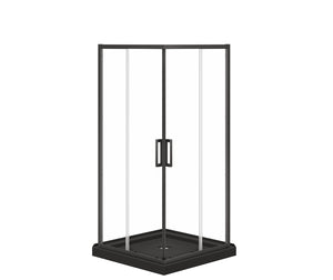 MAAX 107482-900-340-000 Scarlet 36 x 36 Acrylic Corner Drain Shower Kit in Black with Clear Glass in Matte Black