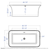 ALFI brand AB9942 67" White Rectangular Solid Surface Smooth Resin Soaking Bathtub