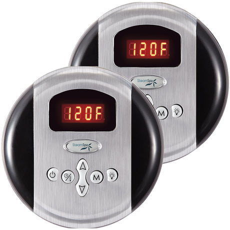SteamSpa Programmable Dual Control Panels in Brushed Nickel G-SC-2-75-BN