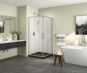 MAAX 107482-900-084-000 Scarlet 36 x 36 Acrylic Corner Drain Shower Kit in Black with Clear Glass in Chrome