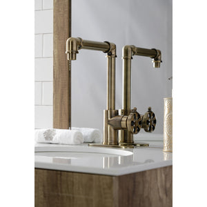 Kingston Brass KSD144RXAB Belknap Single-Handle Bathroom Faucet with Push Pop-Up, Antique Brass