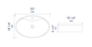 ALFI brand ABC910 White 22" Oval Above Mount Ceramic Sink with Faucet Hole