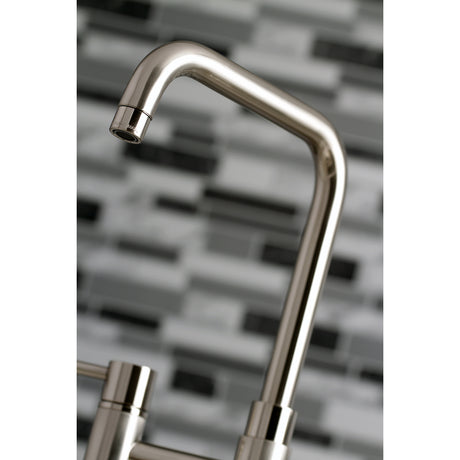 Kingston Brass KS8288DLBS Concord Bridge Kitchen Faucet with Brass Sprayer, Brushed Nickel