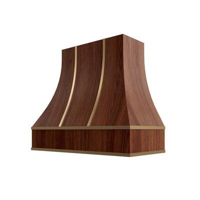 Oslo Classic Walnut Curved Hood with Brass Strapping - 30" W x 30" H