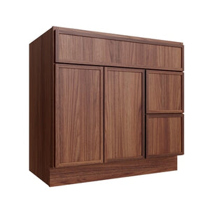 Oslo Classic Walnut Vanity Sink Base Right Drawer Stacking Cabinet - 36
