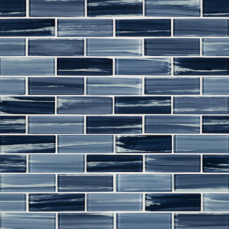 Oceania azul subway 11.75X12 glass mesh mounted mosaic tile SMOT GLSST OCEAZU8MM product shot multiple tiles angle view