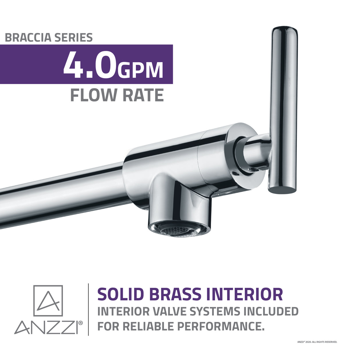 ANZZI KF-AZ258CH Braccia Series 24" Wall Mounted Pot Filler in Polished Chrome