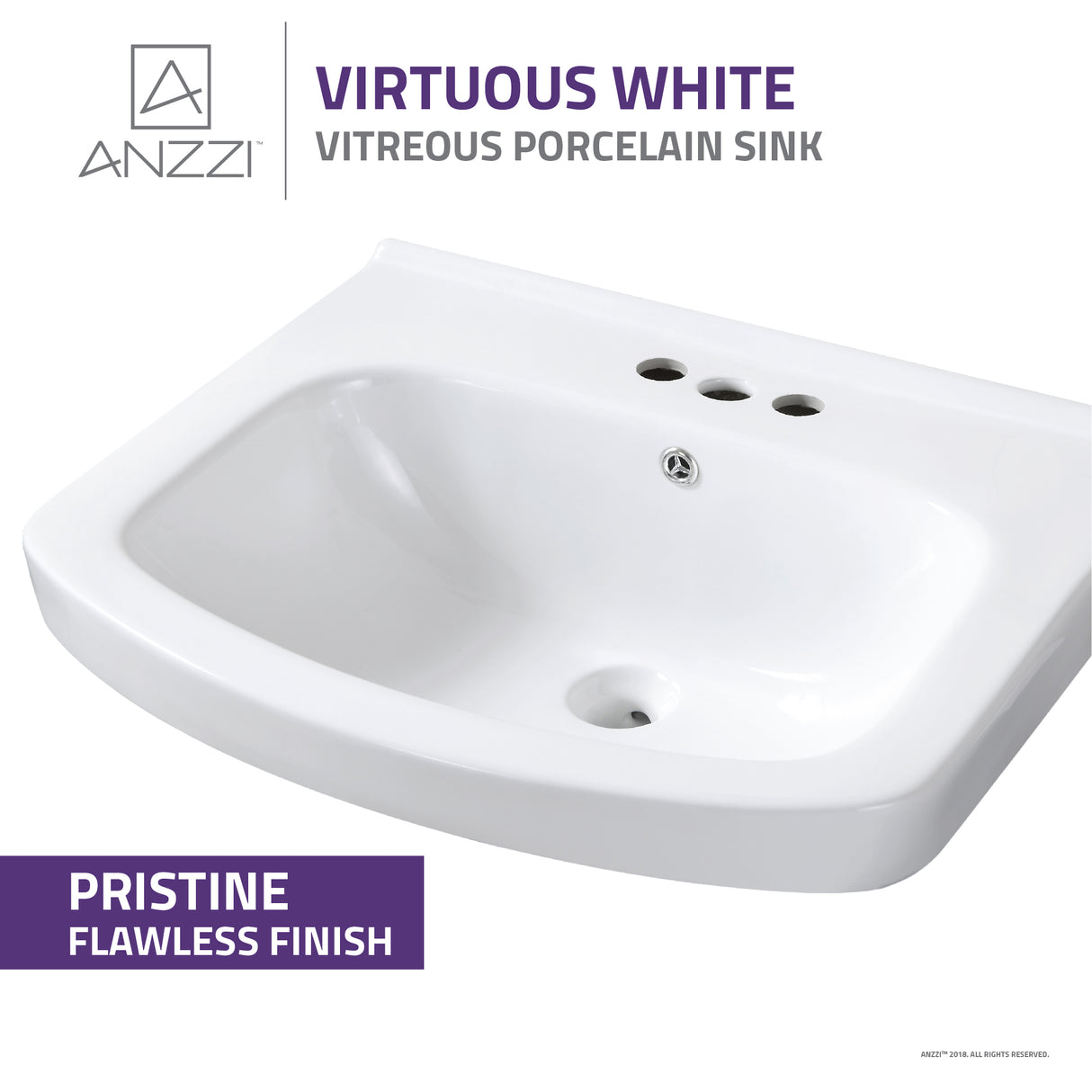 ANZZI VT-MRCT2024-WH Montresor 24 in. W x 34 in. H Bathroom Vanity Set in Rich White