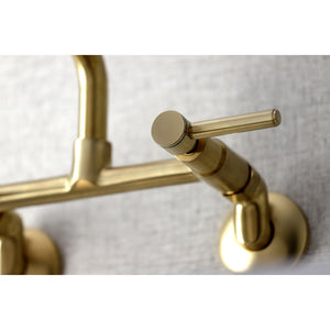 Kingston Brass KS823SB Concord Two-Handle Wall-Mount Kitchen Faucet, Brushed Brass