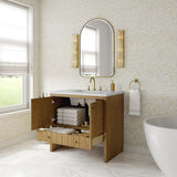 Hudson 36" Single Vanity, Light Natural Oak w/ 3 CM Ethereal Noctis Top