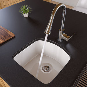 Polished Chrome Square Gooseneck Pull Down Kitchen Faucet