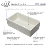 33" Biscuit Smooth Apron Solid Thick Wall Fireclay Single Bowl Farm Sink