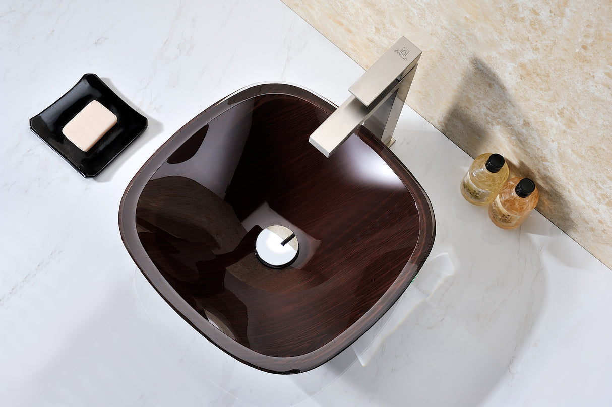 ANZZI LS-AZ066 Cansa Series Deco-Glass Vessel Sink in Rich Timber