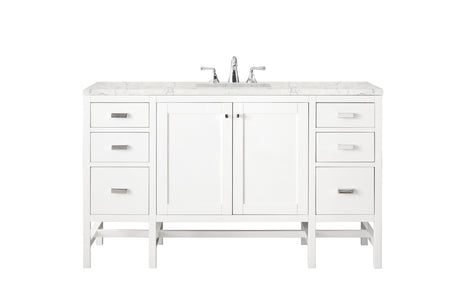 Addison 60" Single Vanity, Glossy White w/ 3 CM Eternal Jasmine Pearl Silestone Top