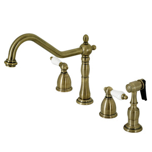 Kingston Brass KB1793PLBS Widespread Kitchen Faucet, Antique Brass