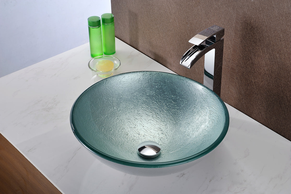 ANZZI LS-AZ055-R Series Deco-Glass Vessel Sink in Churning Silver