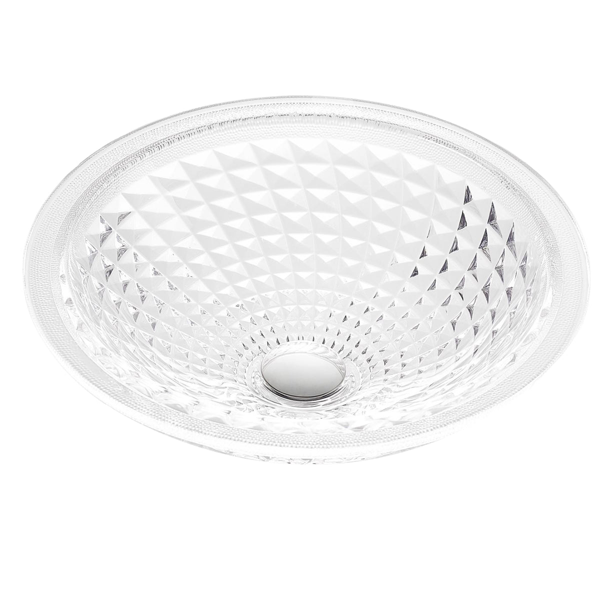 ANZZI LS-AZ904 Diamante Round Clear Glass Vessel Bathroom Sink with Faceted Pattern