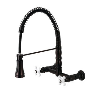Gourmetier GS1245PX Heritage Two-Handle Wall-Mount Pull-Down Sprayer Kitchen Faucet, Oil Rubbed Bronze