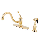 Kingston Brass KB3572BLBS Vintage 8" Kitchen Faucet With Brass Sprayer, Polished Brass