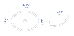 ALFI brand ABC602 White 23" Oval Undermount Ceramic Sink