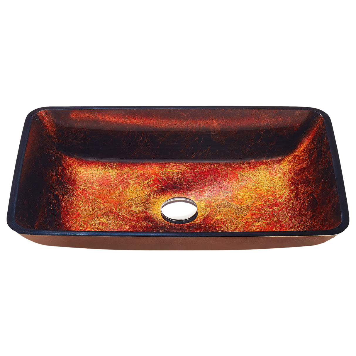 ANZZI LS-AZ901 Paradiso Rectangle Glass Vessel Bathroom Sink with Celestial Bronze Finish