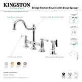 Kingston Brass KS3792BLBS Restoration Bridge Kitchen Faucet with Brass Sprayer, Polished Brass