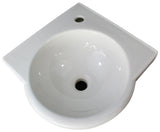 ALFI brand AB104 White 15"  Round Corner Wall Mounted Porcelain Bathroom Sink