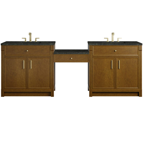 Bellshire 96" Dual Vanity Set with 24" Make-Up Counter, Honey Oak w/3 cm Phantome Eclos Top