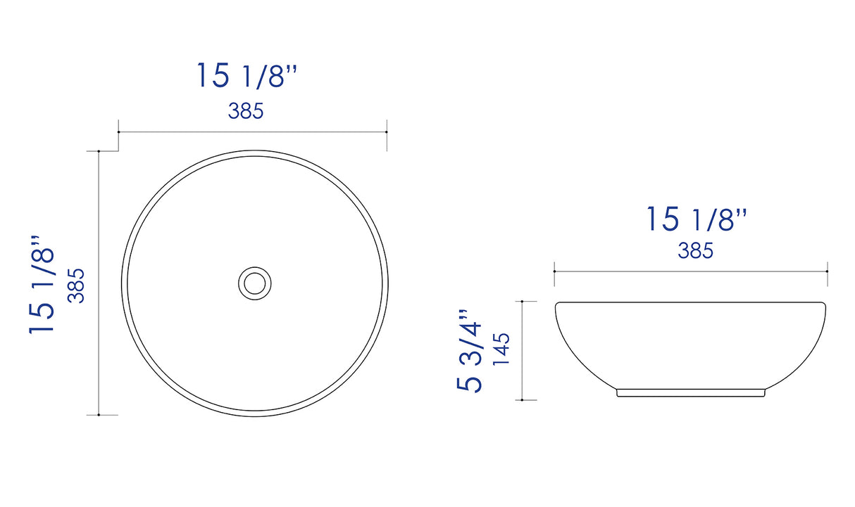 ALFI brand ABC906 Black & White 15" Round Vessel Above Mount Ceramic Sink