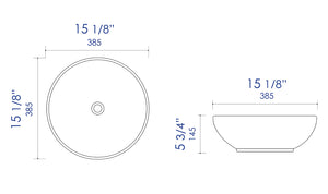 ALFI brand ABC906 Black & White 15" Round Vessel Above Mount Ceramic Sink