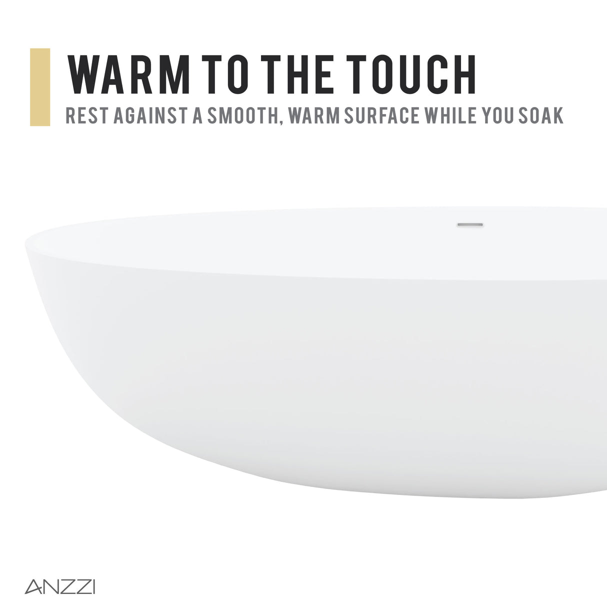 ANZZI BS-S06 Makot 5.6 ft. Man-Made Stone Center Drain Freestanding Bathtub in Matte White