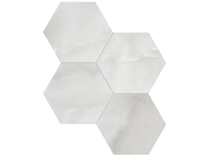Anatolia Tile 6" Hexagon La Marca Onyx Honed & Rectified Porcelain Mosaic - 1 Sheet = .797 - 4501-0336-0" Onyx Nuvolato 6" Hexagon Honed - premium natural stone mosaic tile from Anatolia Tile, available at PoshHaus showroom in Keene, NH