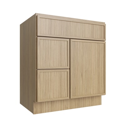 Oslo Oak Vanity Sink Base Left Drawer Stacking Cabinet - 30" W