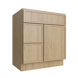 Oslo Oak Vanity Sink Base Left Drawer Stacking Cabinet - 30