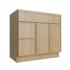 Oslo Oak Vanity Sink Base Left Drawer Stacking Cabinet - 36" W
