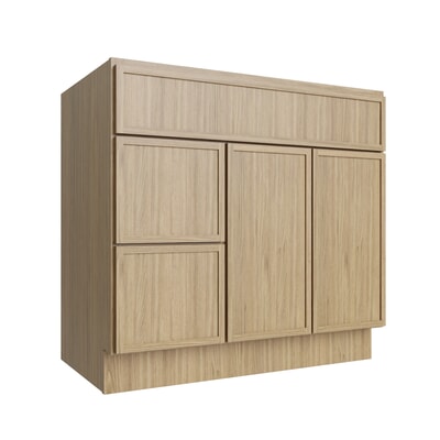 Oslo Oak Vanity Sink Base Left Drawer Stacking Cabinet - 36" W