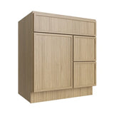 Oslo Oak Vanity Sink Base Right Drawer Stacking Cabinet - 30" W