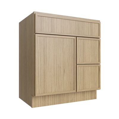 Oslo Oak Vanity Sink Base Right Drawer Stacking Cabinet - 30" W