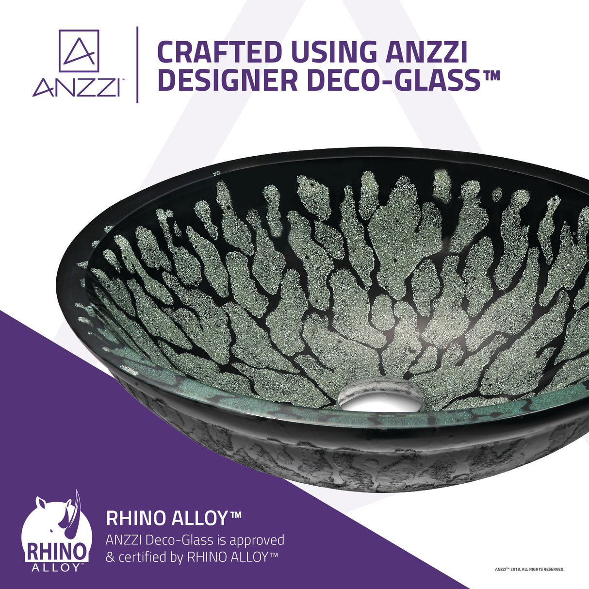ANZZI LS-AZ043 Bravo Series Deco-Glass Vessel Sink in Lustrous Black