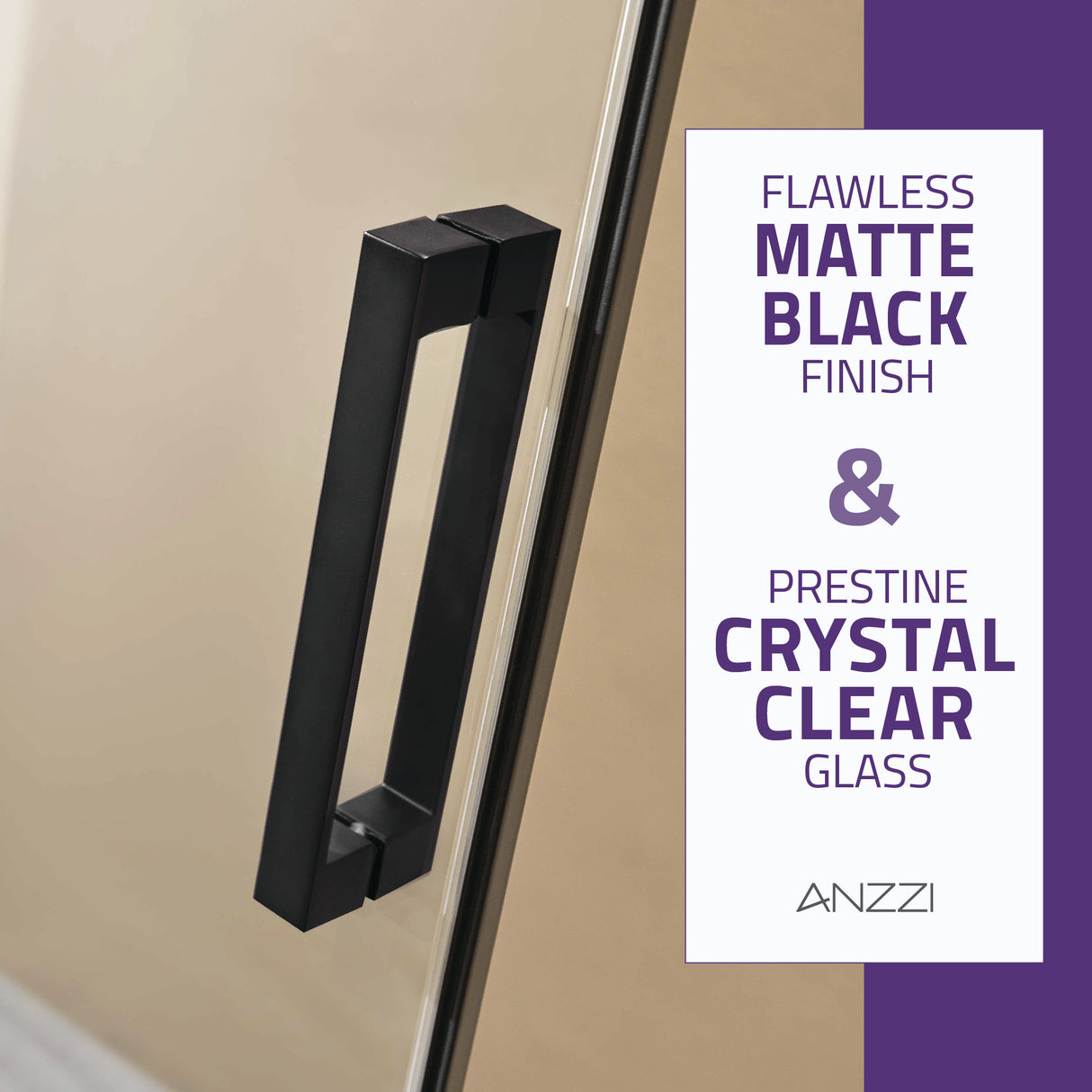 ANZZI SD-FRLS05702MBR Series 60 in. x 76 in. Frameless Sliding Shower Door with Handle in Matte Black