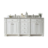 Bristol 72" Double Vanity, Bright White w/ 3 CM Victorian Silver Silestone Top w/FreePower Wireless Charger